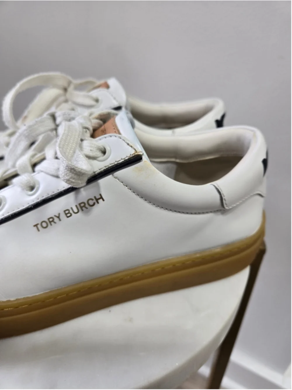 Women's Tory Burch White Leather Sneakers with Gum Sole